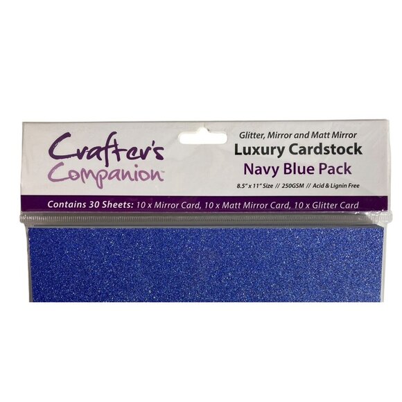 Crafters Companion Luxury Cardstock Navy Blue Pack Glitter Mirror Matt 30 Sheets - Picture 2 of 8